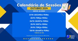 Calendário das sessões das últimas semanas de outubro